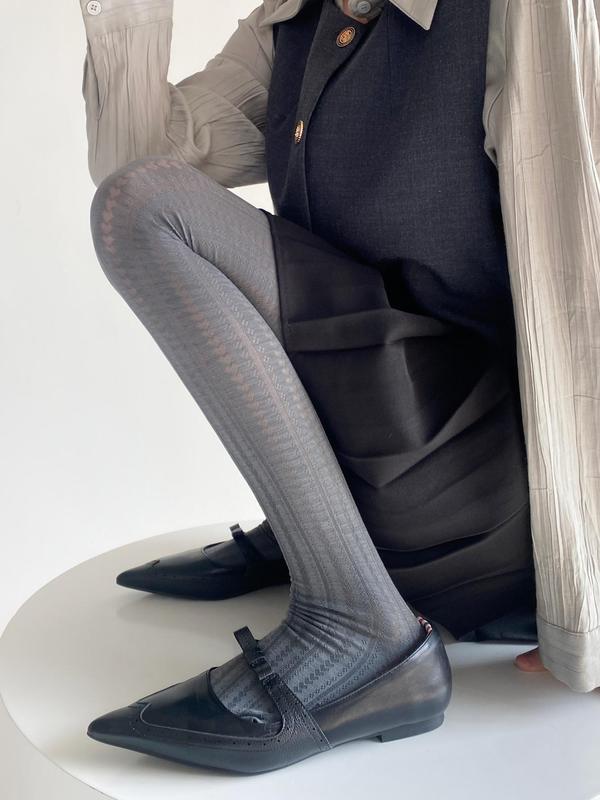Women's Heart Pattern High Waist Tights, Lolita Style Comfy Pantyhose for Fall & Winter, Women's Tights for Daily Wear