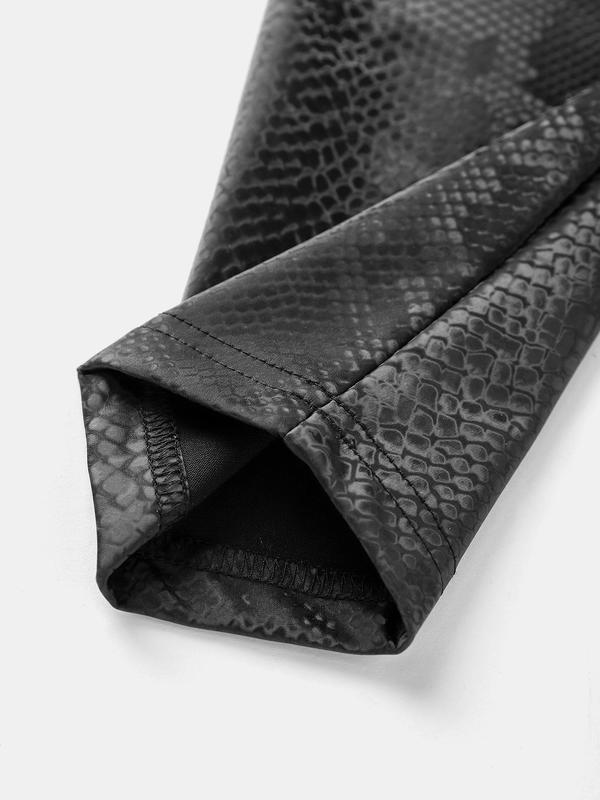 YOZY Women's Snakeskin Print PU Leather Skinny Pants, Fashion Casual High Waist Trousers for Daily Outdoor Wear, Women Bottoms for All Seasons