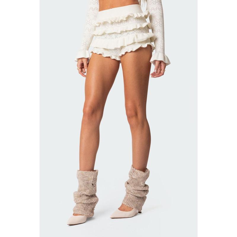 Lindsay Ruffle Knitted Shorts