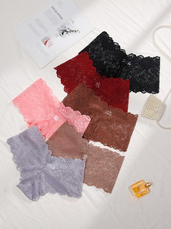 Women's Bow Decor Scallop Trim Lace Panties, Soft Comfy Breathable Knicker for Daily Wear, Ladies Underwear for All Seasons, Underwear for Women, Summer Clothes for Women, Fall Wear, Fallfreshness, Fall Clothes, Birthday Wear Black Girl