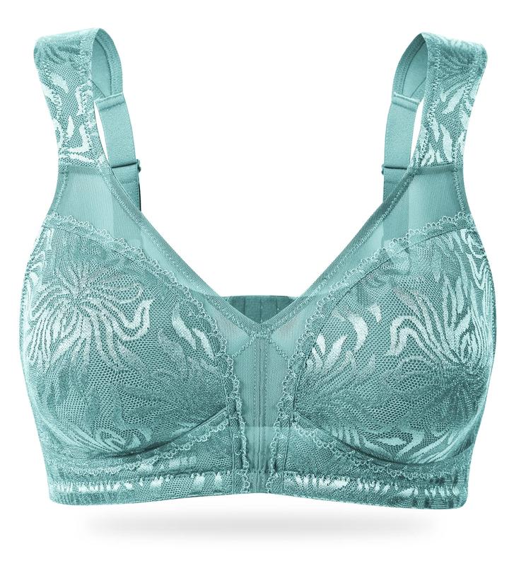 Wingslove Plus Size Floral Unlined Comfort Non Padding Full Coverage Wireless Bra
