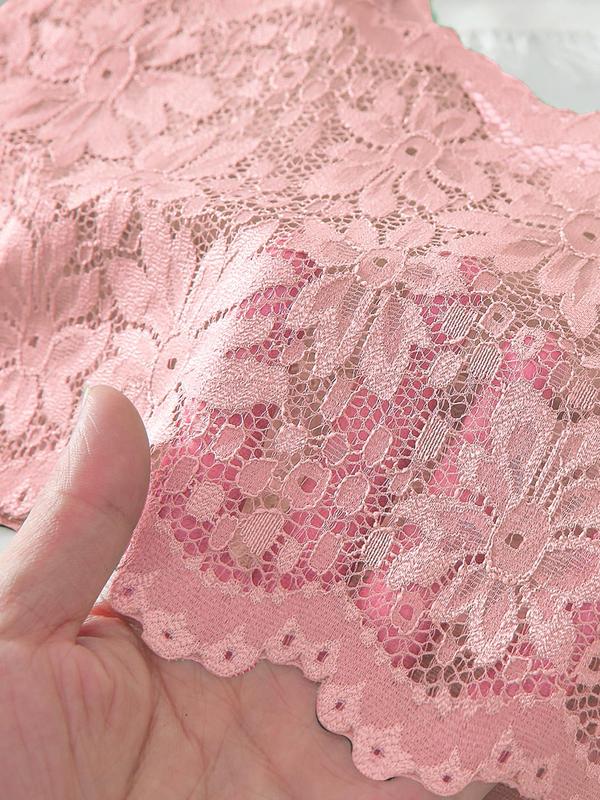 Women's Contrast Lace Sheer Bra, Elegant Double Spaghetti Strap Lingerie Top, Soft Comfortable Breathable Lingerie for All Seasons Bralette