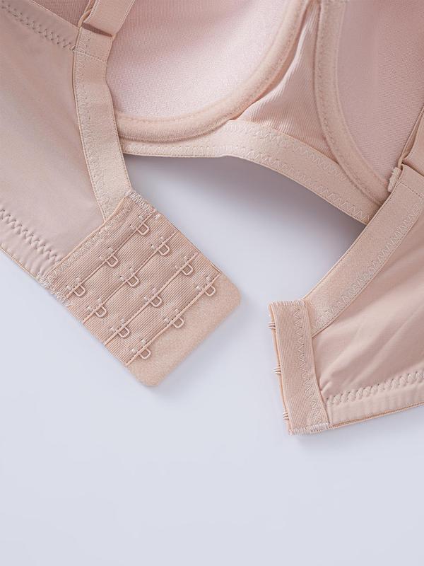  Solid Color Adjustable Strap Backless Bra, Women's Push Up Bra, Soft Comfy Breathable Underwear for Daily Wear