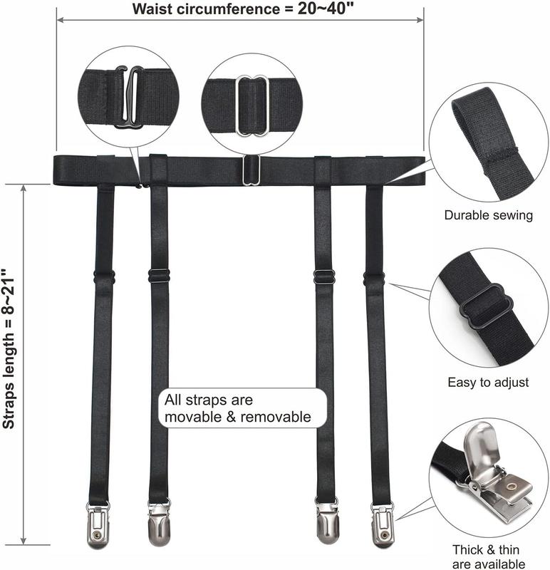 Black Womens Suspender Garter Belt for Thigh High Socks Stockings Boots Plus Size