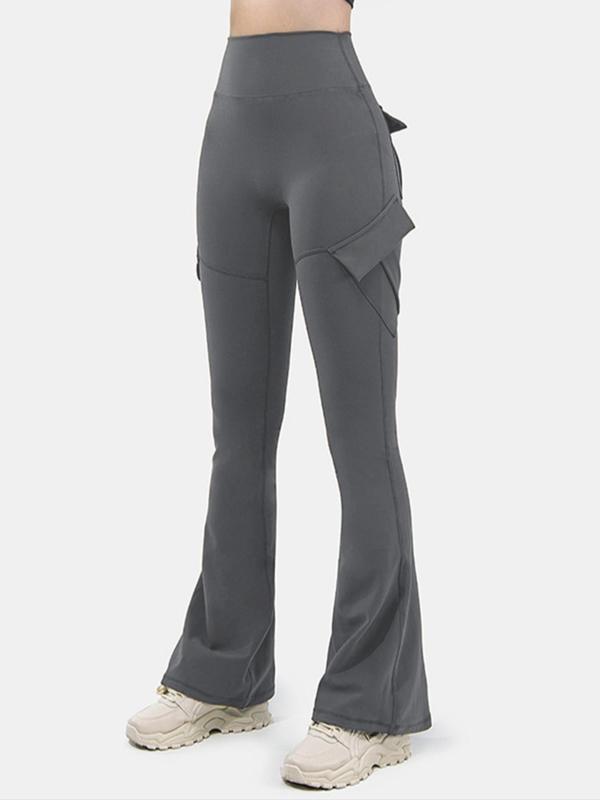 Women's Pocket High Waist Flare Leg Pants, Casual Comfy High Stretch Bell Bottom Trousers for Yoga Gym Workout Running, Ladies Bottoms for All Seasons, Yoga Pants