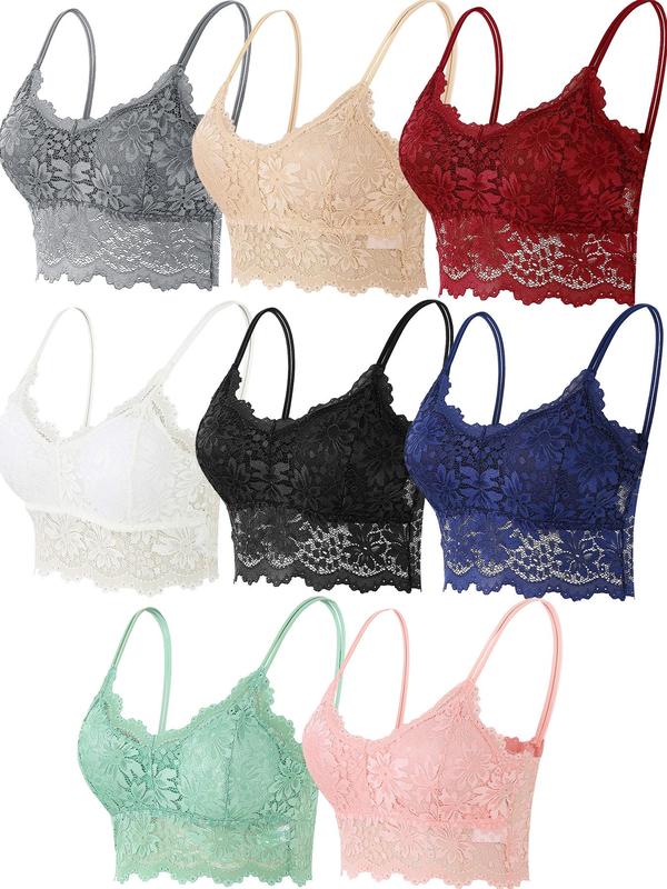 Women's Contrast Lace Sheer Bra, Elegant Double Spaghetti Strap Lingerie Top, Soft Comfortable Breathable Lingerie for All Seasons Bralette