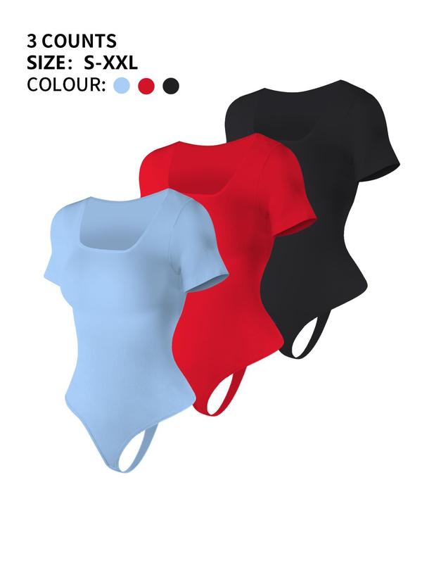 Women's Solid Square Neck Shapewear Bodysuit, Tummy Control Seamless Shaper, Ladies Shapewear for Daily Wear, Tummy Control Bodysuit