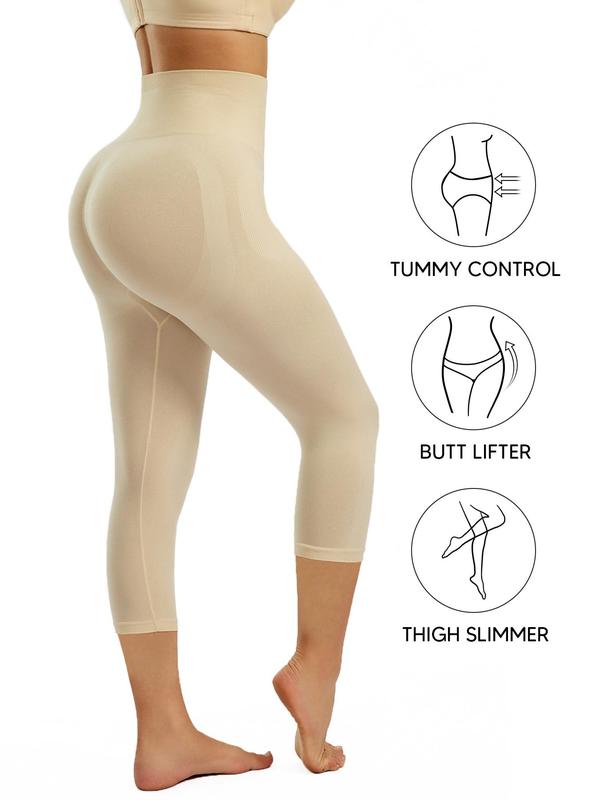 Women's High Waist Shapewear Leggings, Seamless Tummy Control Butt Lifting Capris Pants, Women's Summer Shapewear Bottoms