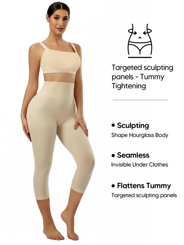 Women's High Waist Shapewear Leggings, Seamless Tummy Control Butt Lifting Capris Pants, Women's Summer Shapewear Bottoms