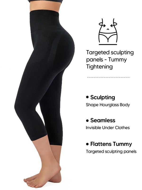 Women's High Waist Shapewear Leggings, Seamless Tummy Control Butt Lifting Capris Pants, Women's Summer Shapewear Bottoms