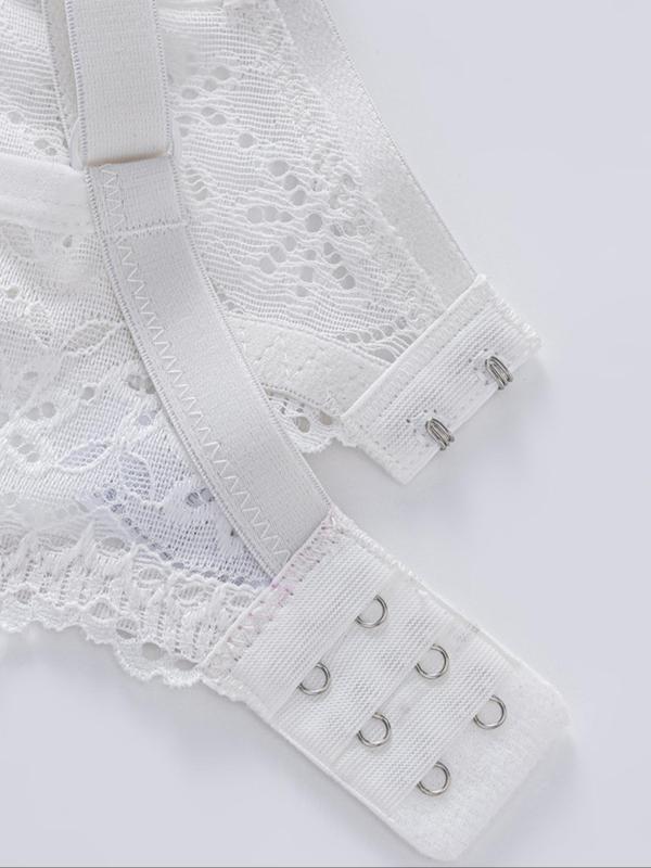 Women's Solid Color Contrast Lace Push Up Bra, Soft Comfortable Breathable Bra, Women's Lingerie for All Seasons