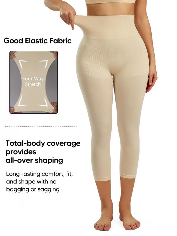 Women's High Waist Shapewear Leggings, Seamless Tummy Control Butt Lifting Capris Pants, Women's Summer Shapewear Bottoms
