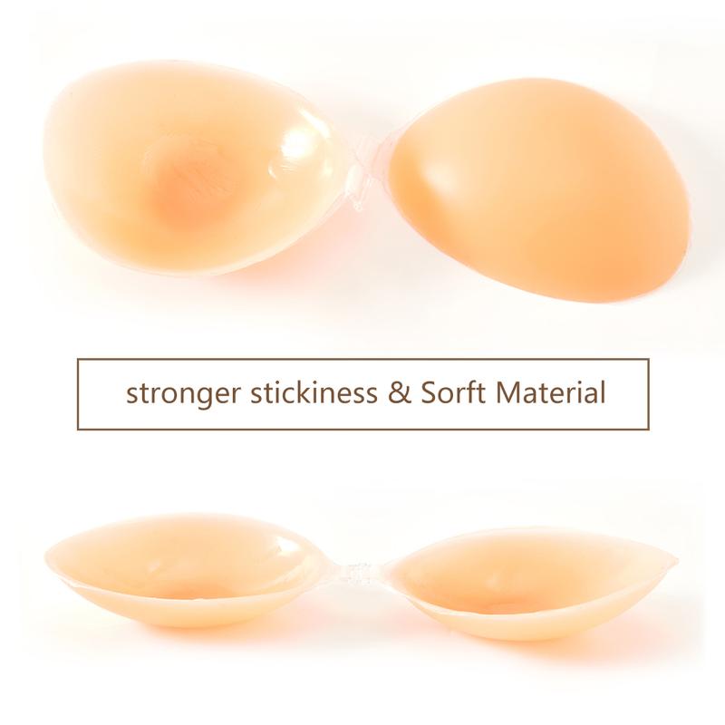 KISWON Adhesive Bra Strapless Sticky Invisible Push up Silicone Bra for Backless Dress