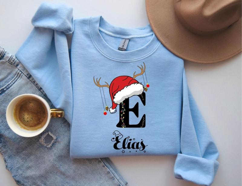 Personalized Couple Christmas Hoodie, Christmas Custom Name Sweatshirt, Personalized Christmas Family Shirt, Monogrammed Family Christmas Matching
