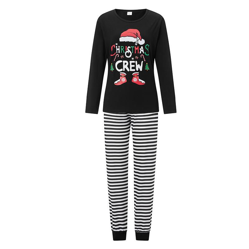 Matching Christmas Pajamas For Family Letter Stripe Hat Print Holiday Pajamas Sleepwear Dad Mom PJs