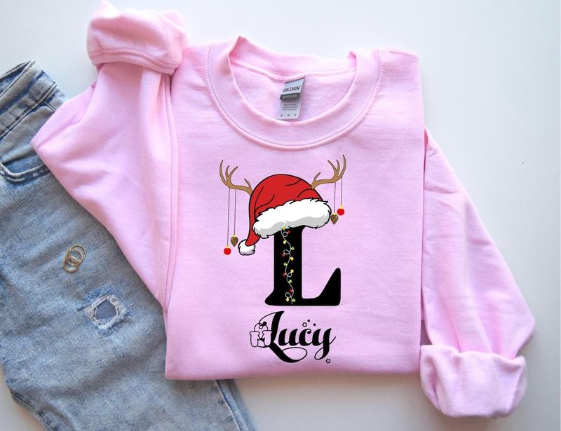 Personalized Couple Christmas Hoodie, Christmas Custom Name Sweatshirt, Personalized Christmas Family Shirt, Monogrammed Family Christmas Matching
