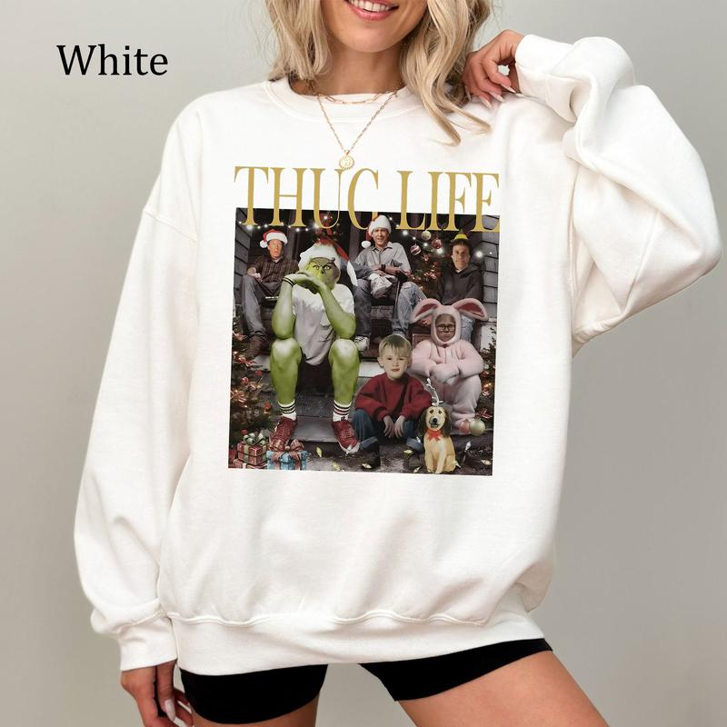 Thug Life Christmas Movie Sweatshirt, Christmas Friends Shirt, Christmas Sweatshirt, Youthful & Vibrant, Printed Womenswear