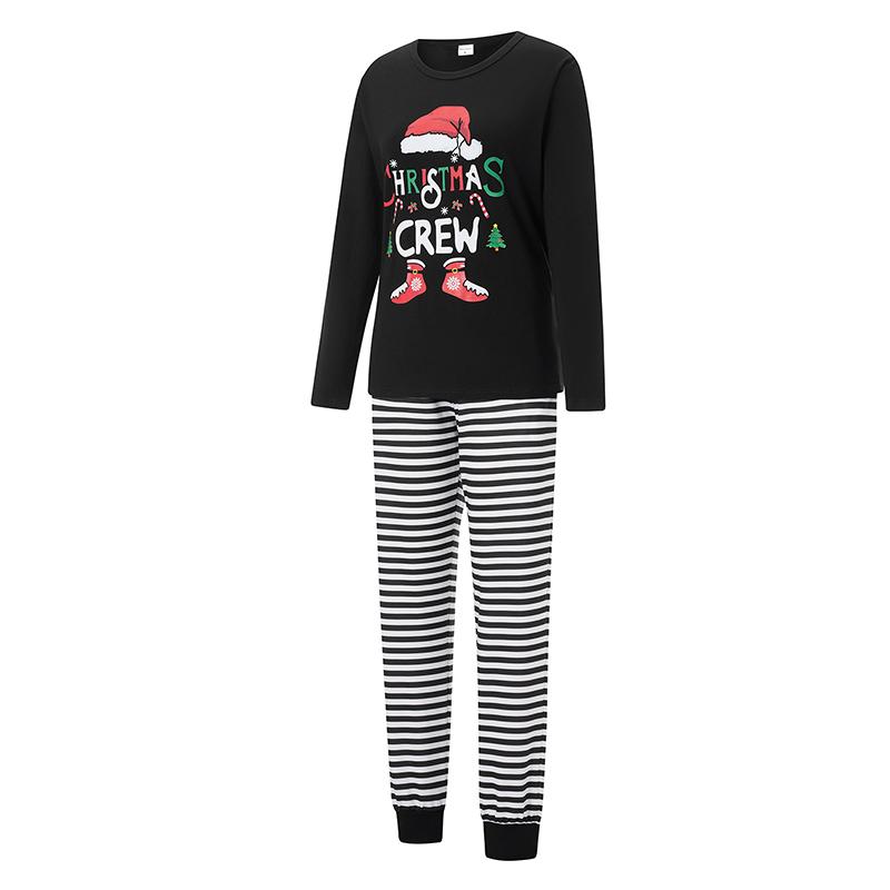 Matching Christmas Pajamas For Family Letter Stripe Hat Print Holiday Pajamas Sleepwear Dad Mom PJs