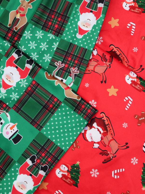 2 PCS Per Pack Christmas Gift Mama Family daughter Casual Women's Soft Drawstring Sleeping Xmas Pijamas Pjs Pajama Bottoms Long Outfit Loungewear Pants Set, Floral Pattern Knit Fabric, Red ,Pyjamas Trouser    Pajama Set Nightwear Womenswear Homewear