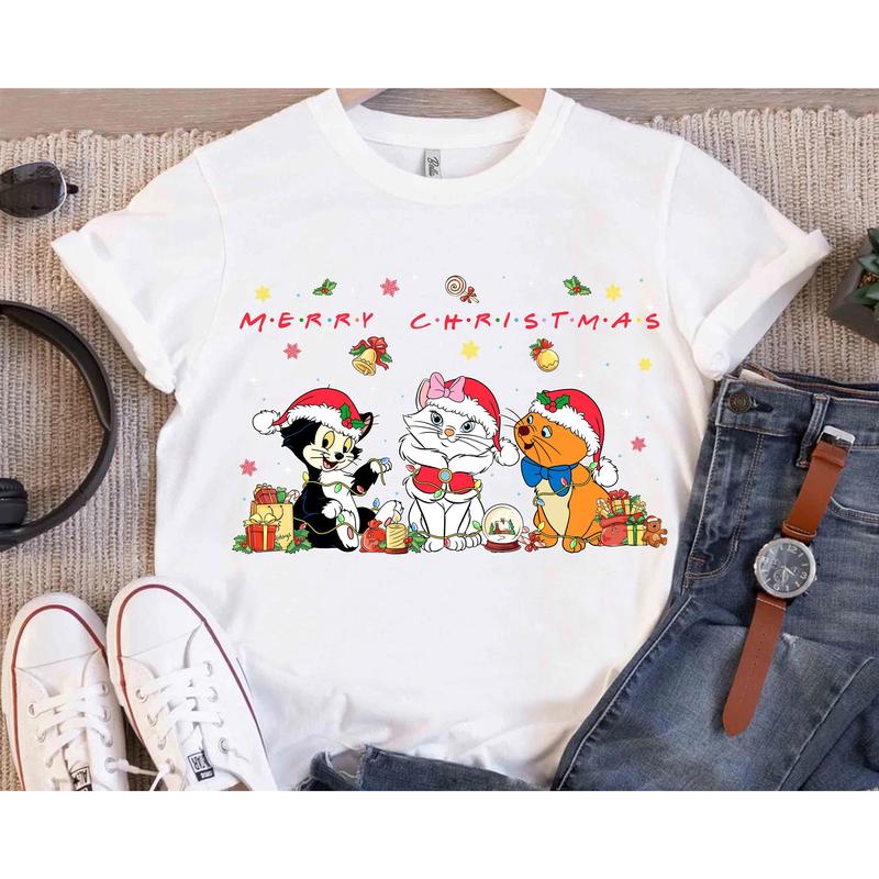 Cartoon The Aristocats Cat Merry Christmas Shirt, Santa Aristocats Marie Christmas Lights Tee, Family Christmas Trip Shirt CHSK