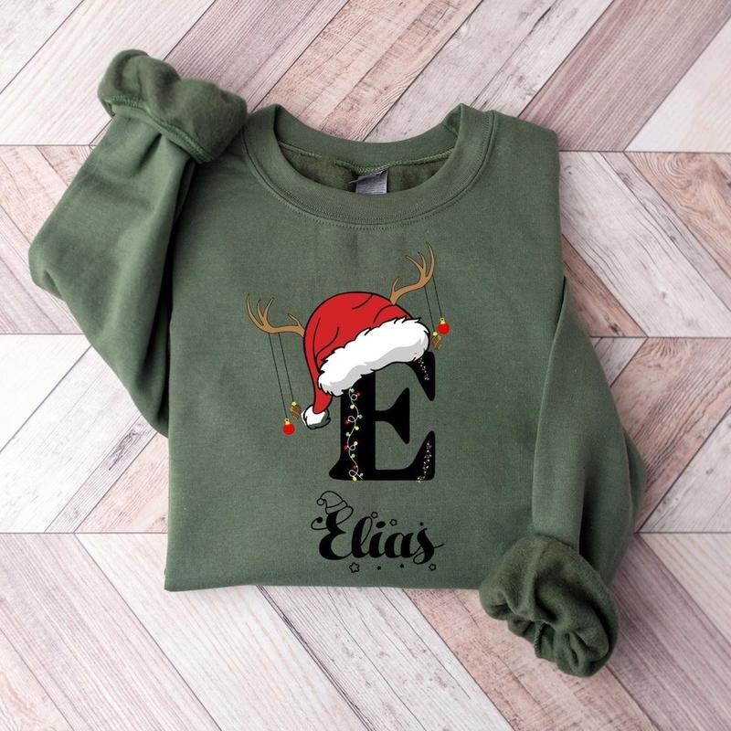 Personalized Couple Christmas Hoodie, Christmas Custom Name Sweatshirt, Personalized Christmas Family Shirt, Monogrammed Family Christmas Matching