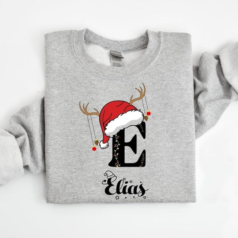 Personalized Couple Christmas Hoodie, Christmas Custom Name Sweatshirt, Personalized Christmas Family Shirt, Monogrammed Family Christmas Matching