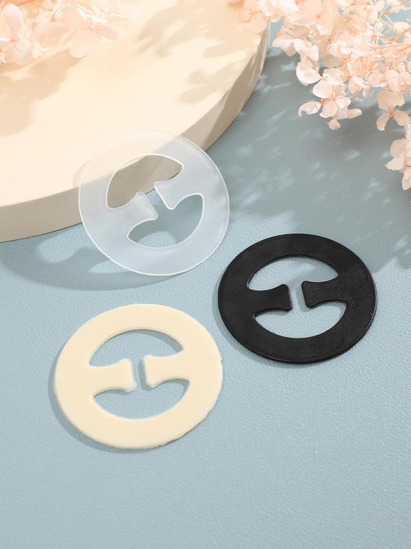 Women's 3pcs Anti-slip Bra Strap Clip, Plain Round Shaped Plastic Underwear Hooks For Daily Wear, Lingerie Accessories For All Seasons