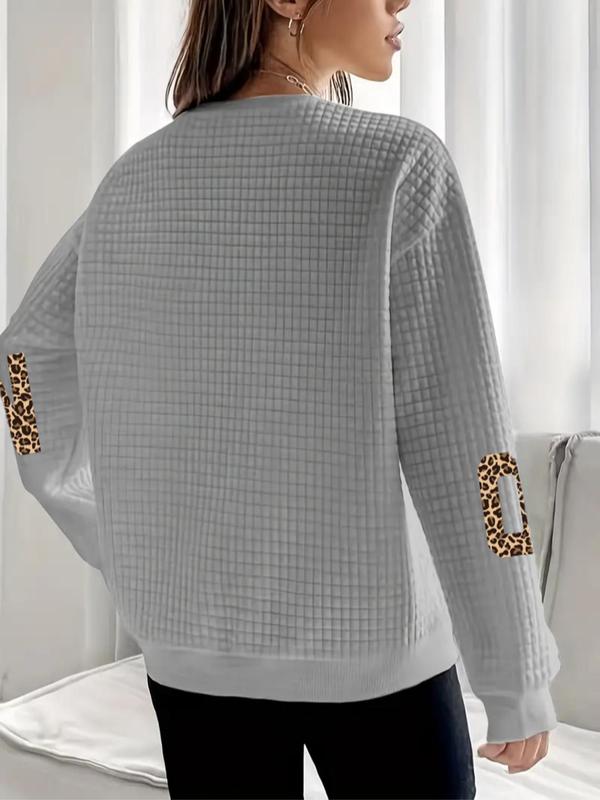  Letter Print Drop Shoulder Pullover, Casual Long Sleeve Crew Neck Sweatshirt for Daily Outdoor Wear, Women Clothing for Fall & Winter