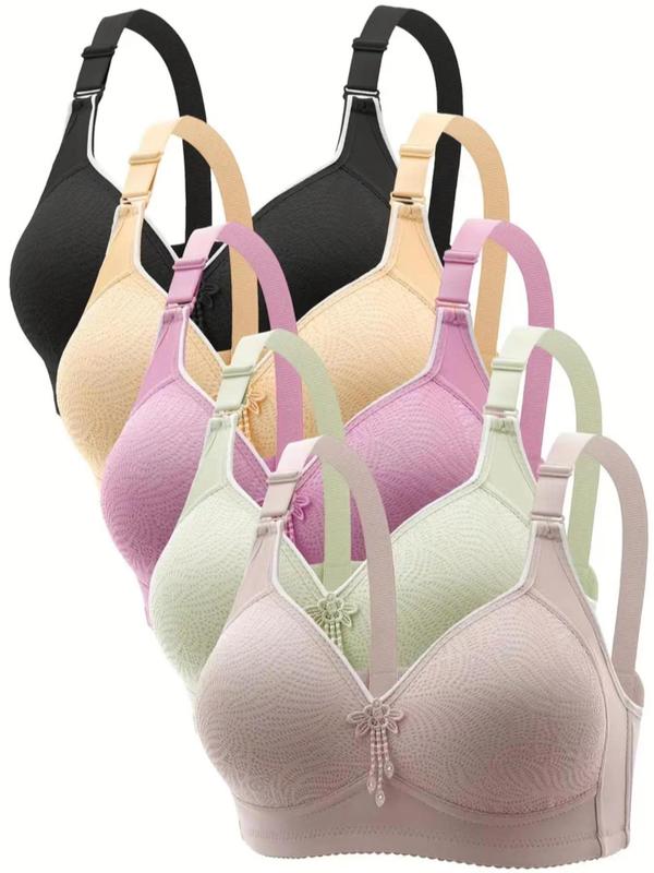 Women's Solid Color Contrast Lace Wireless Push Up Bra, Adjustable Strap Lingerie Top, Soft Comfortable Breathable Lingerie Underwear Sets for All Seasons