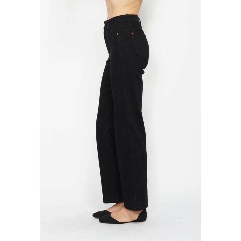 JUDY BLUE HI WAIST TUMMY CONTROL BLACK CLASSIC STRAIGHT JEANS
