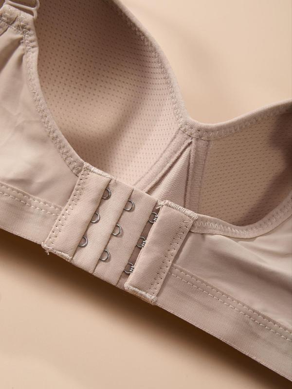 Women's Solid Wireless Push Up Bra, Comfortable Adjustable Straps Seamless Bra, Women's Lingerie for All Seasons