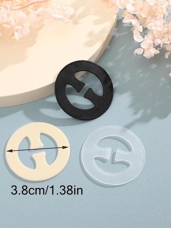 Women's 3pcs Anti-slip Bra Strap Clip, Plain Round Shaped Plastic Underwear Hooks For Daily Wear, Lingerie Accessories For All Seasons