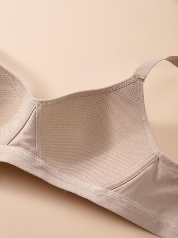 Women's Solid Wireless Push Up Bra, Comfortable Adjustable Straps Seamless Bra, Women's Lingerie for All Seasons