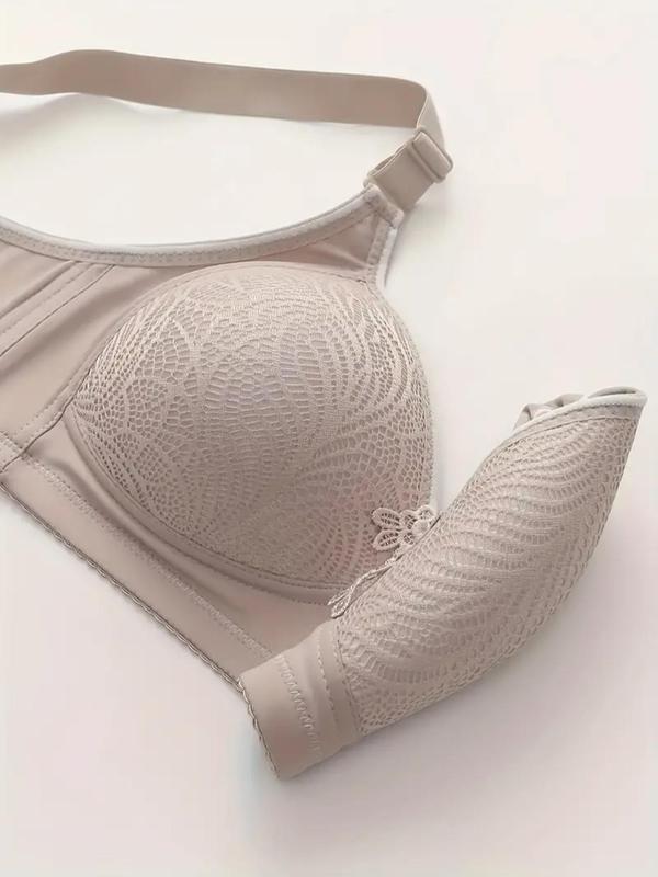 Women's Solid Color Contrast Lace Wireless Push Up Bra, Adjustable Strap Lingerie Top, Soft Comfortable Breathable Lingerie Underwear Sets for All Seasons