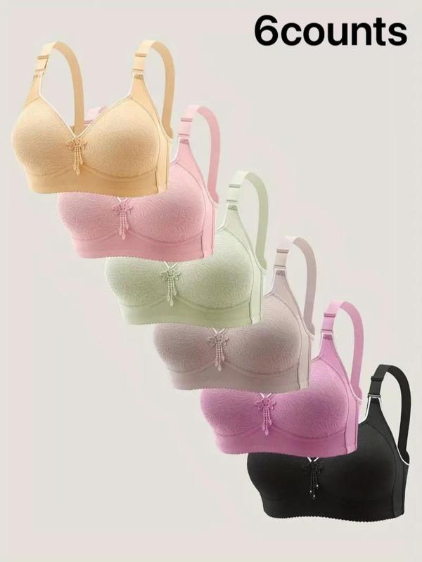 Women's Solid Color Contrast Lace Wireless Push Up Bra, Adjustable Strap Lingerie Top, Soft Comfortable Breathable Lingerie Underwear Sets for All Seasons