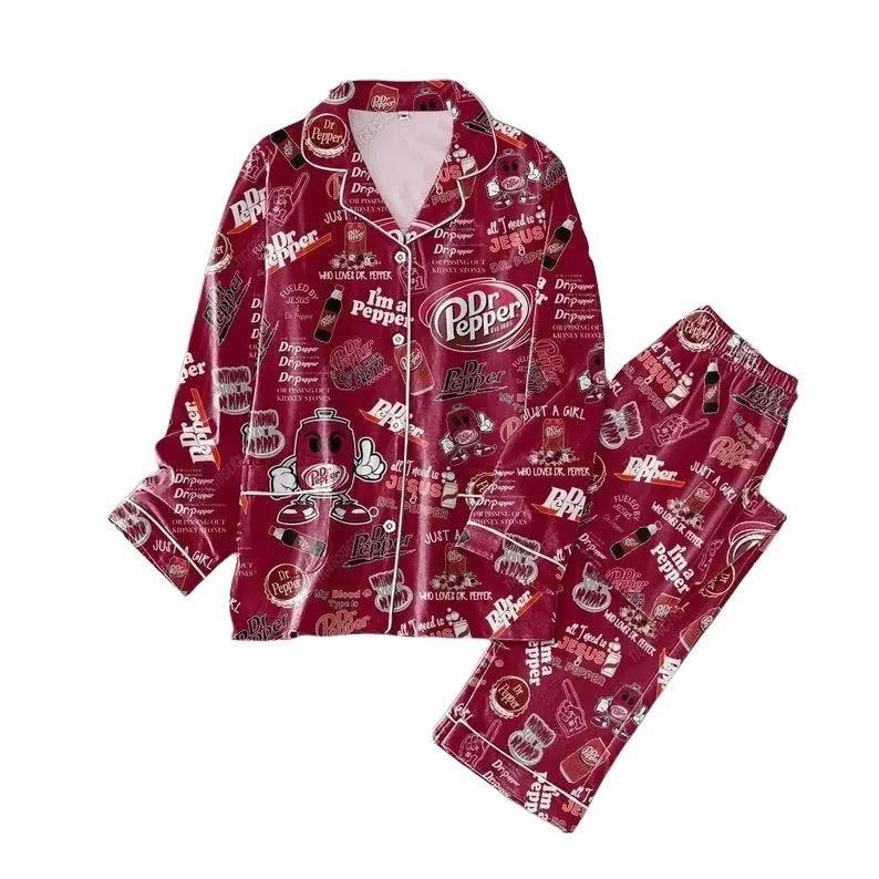 Christmas Dr. Pepper Pajamas Set, Cozy loungewear, Gift For Her, Idea Christmas Gifts, Comfort Womenswear, Nightwear