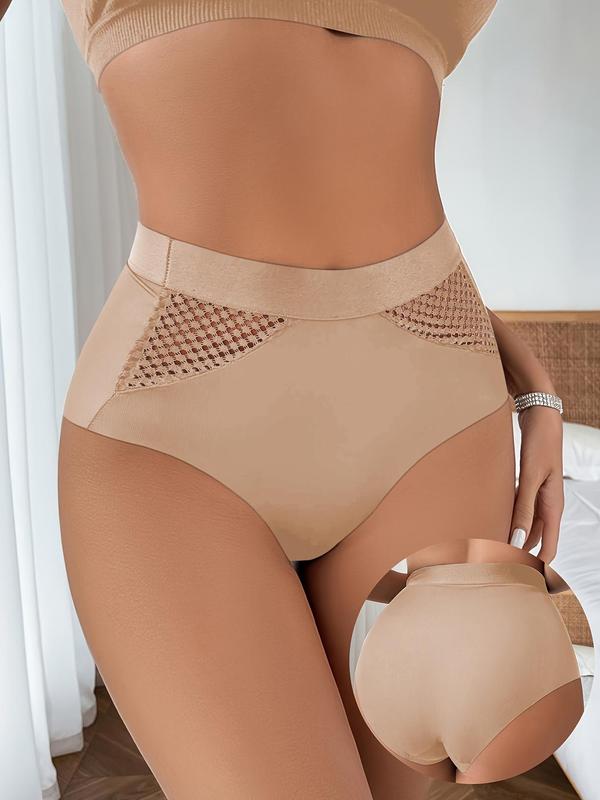 Women's Solid Color Hollow Out Brief, Breathable Comfortable Panty for Daily Wear, Women's Underwear for All Seasons