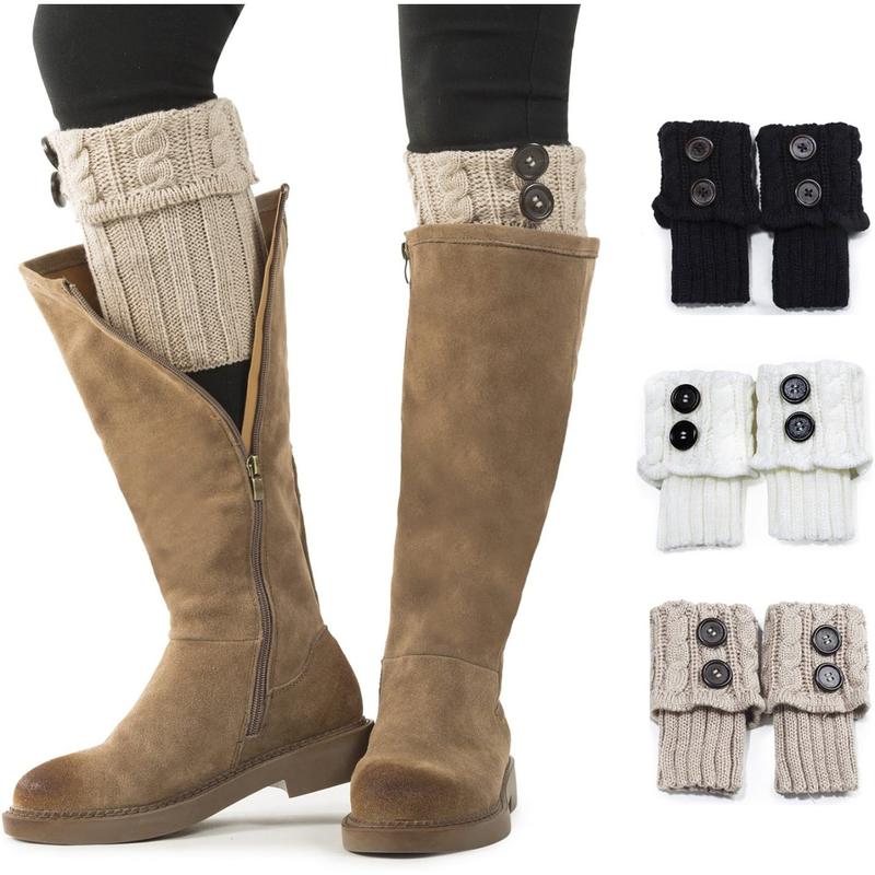 Women Boot Knit Cuffs,Short Crochet Leg Warmers, Variety of Styles Winter Warm Cuff Socks 3 Pairs