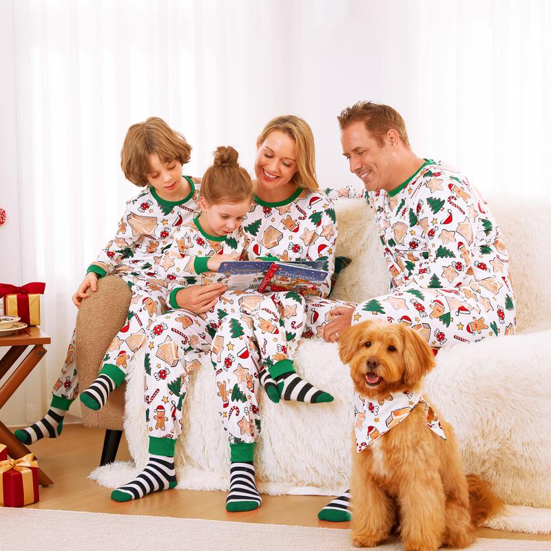 PatPat Christmas Pajamas Family Matching Cute Cartoon Print Pajamas Family Clothing Sets Family Costumes (Flame Resistant)