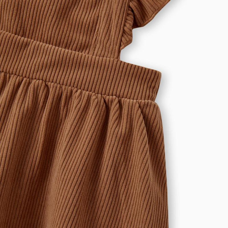PatPat Family Matching Brown Corduroy Color block Sweatshirt or Adjustable Pinafore Dress