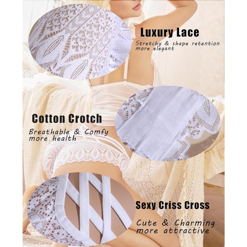 Underwear for Women  Lace Panties Criss Cross Back Bikini Underwear Hipster Panty 5 Pack