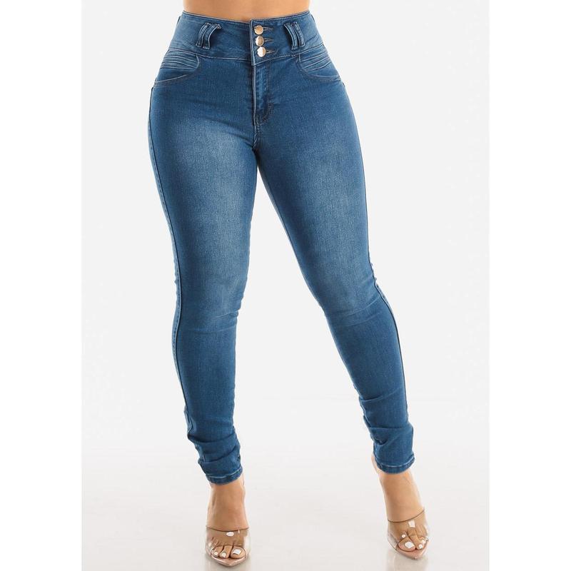 Butt Lift High Waisted Med Blue Skinny Jeans