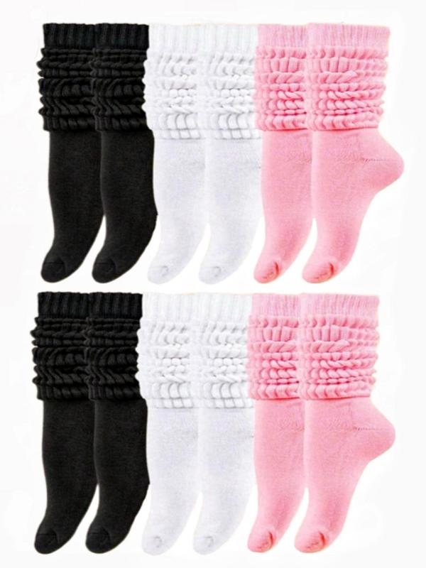 Women's Solid Color Over The Calf Socks, Casual Soft Comfy Breathable Socks for Daily Wear, Women's Socks for All Seasons