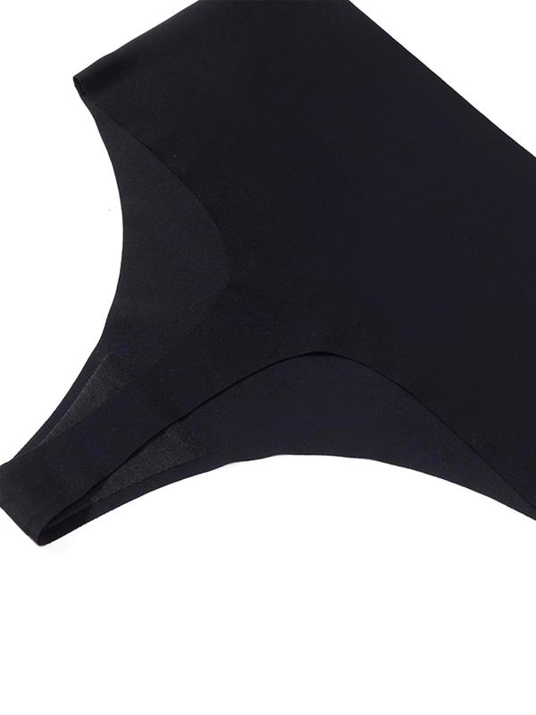 Women's 4pcs Solid Color High Waist Thong, Comfy Breathable Seamless Knicker for Daily Wear,  Underwear for Women, Ladies Underwear for All Seasons