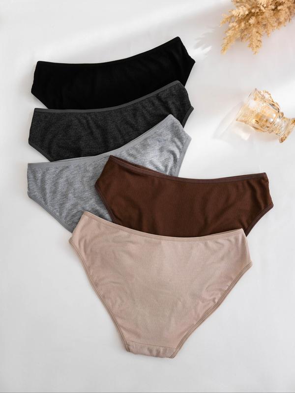 Women's Solid Color Letter Label Panty, Soft Comfy Breathable Knicker for Daily Wear, Underwear for All Seasons