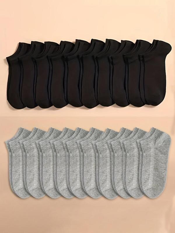 Women's 20 Pairs Solid Ankle Socks, Basic Casual Breathable Comfort Cozy Low Cut Socks for All Seasons, Women's Socks for Daily Wear
