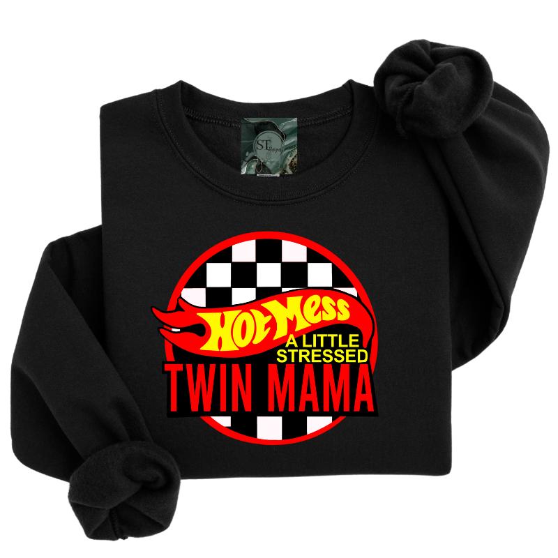 Hot Mess Mama Black Sweatshirt or T-Shirt - Unisex Fit, Soft Fleece Inside, Casual Comfort - Womenswear, Pullover
