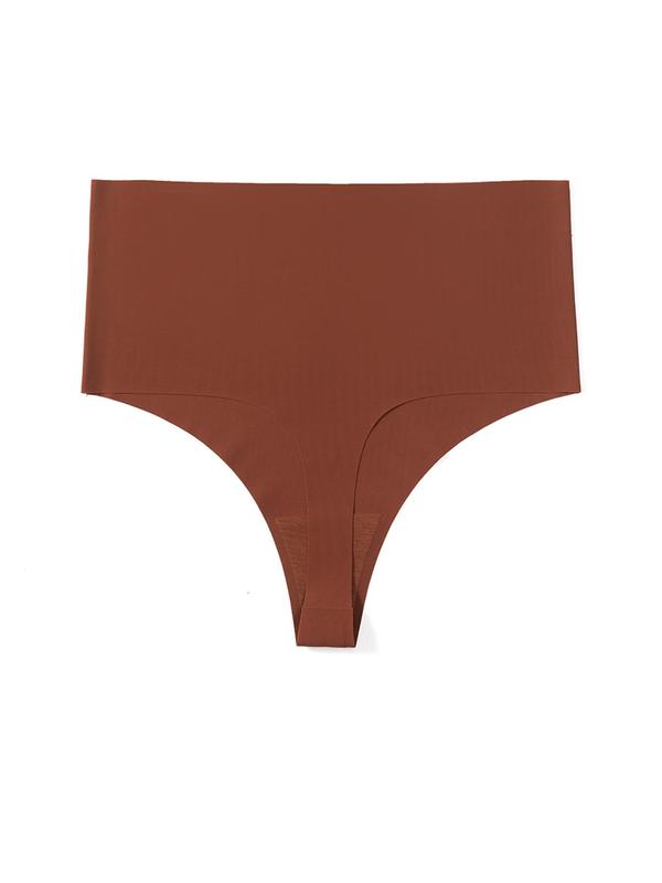 Women's 4pcs Solid Color High Waist Thong, Comfy Breathable Seamless Knicker for Daily Wear,  Underwear for Women, Ladies Underwear for All Seasons