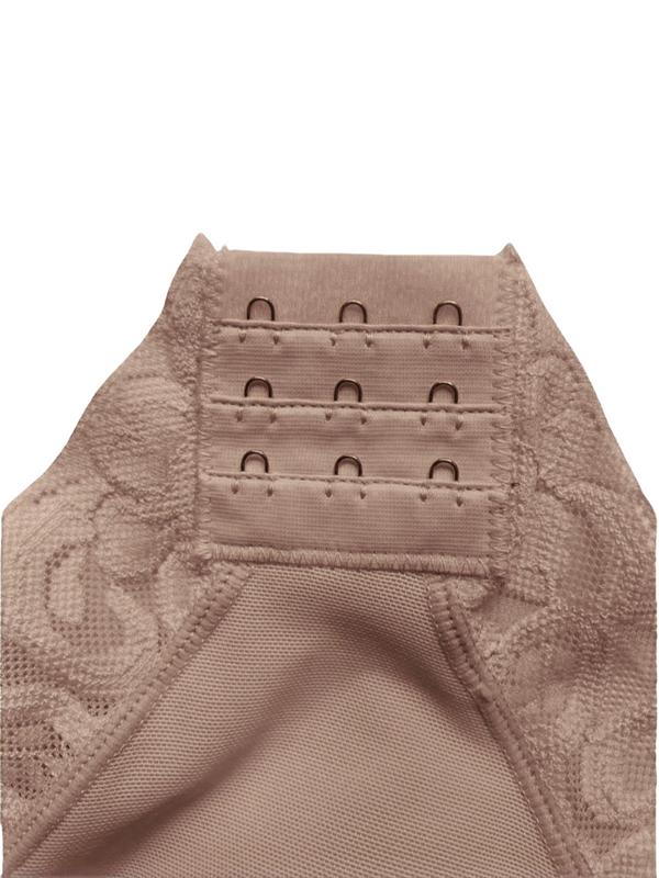 Women's Solid Contrast Lace Zipper Shapewear Bodysuit, High Stretch Tummy Control Butt Lifting Shaper, Ladies Shapewear for Daily Wear