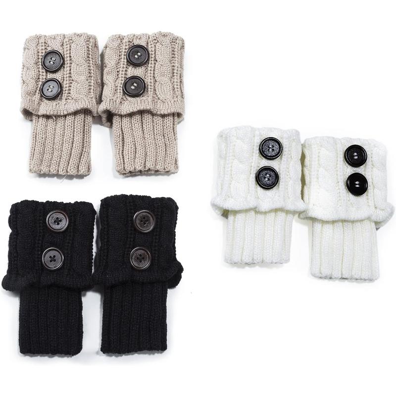 Women Boot Knit Cuffs,Short Crochet Leg Warmers, Variety of Styles Winter Warm Cuff Socks 3 Pairs